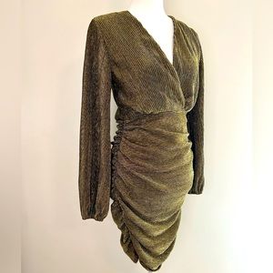 Sparkly metallic midi dress | holiday midi dress | long sleeve bodycon midi